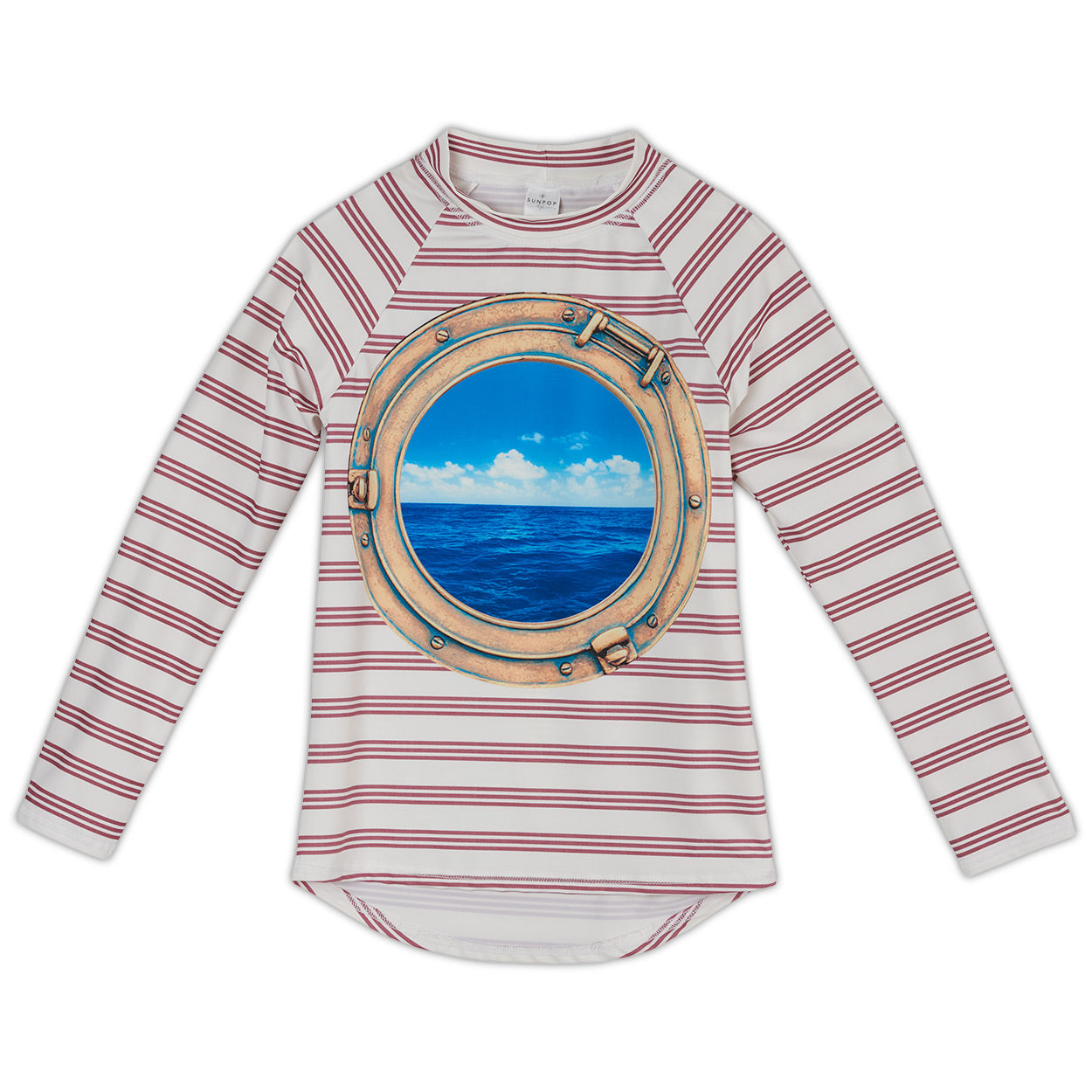 Modern Striped Long Sleeve Rash Guard Top UPF 50