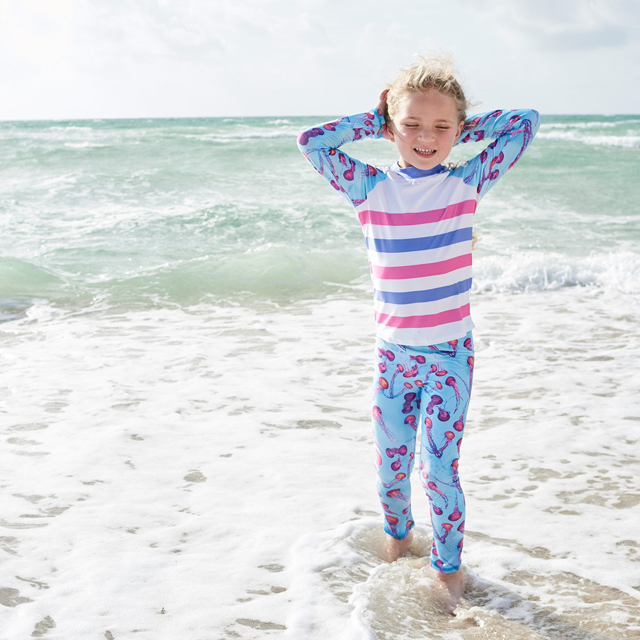 Little girl rash guard on sale sets